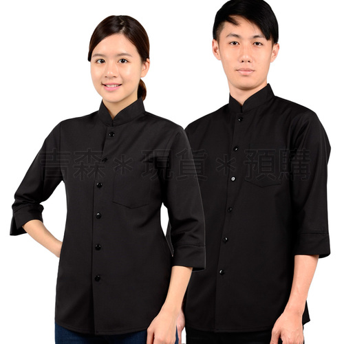 旗袍領襯衫-黑