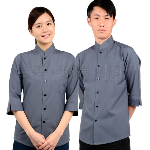 旗袍領襯衫-中灰