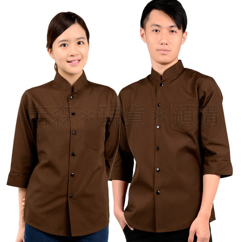 旗袍領襯衫-深咖