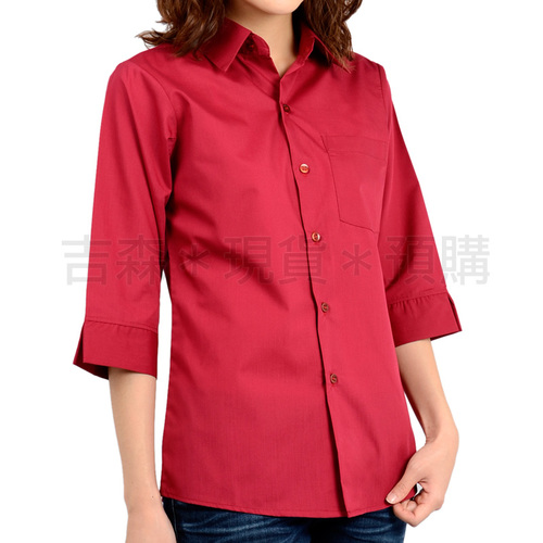 素色襯衫-棗紅