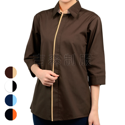 預購-七分袖門襟襯衫