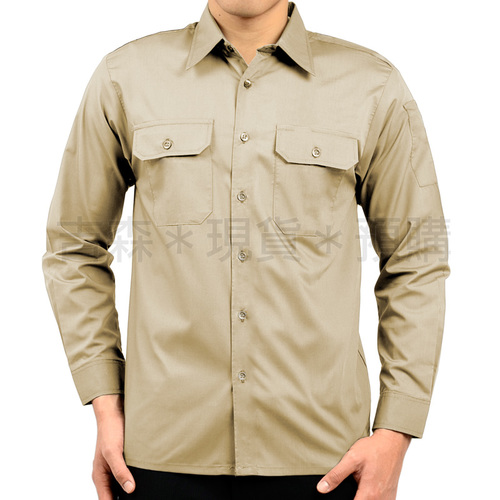 長袖工作襯衫(男版)-卡其