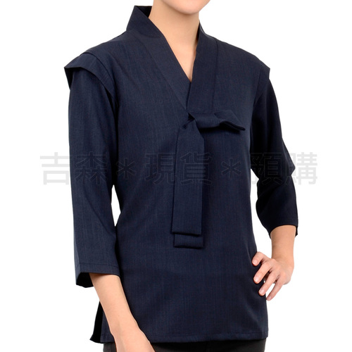 韓風V襟襯衫-丈青